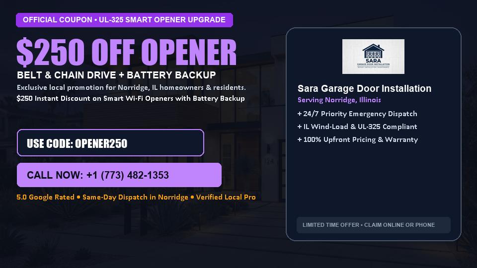 $250 OFF Smart Wi-Fi Garage Door Opener Installation in Norridge, IL - Sara Garage Door Installation